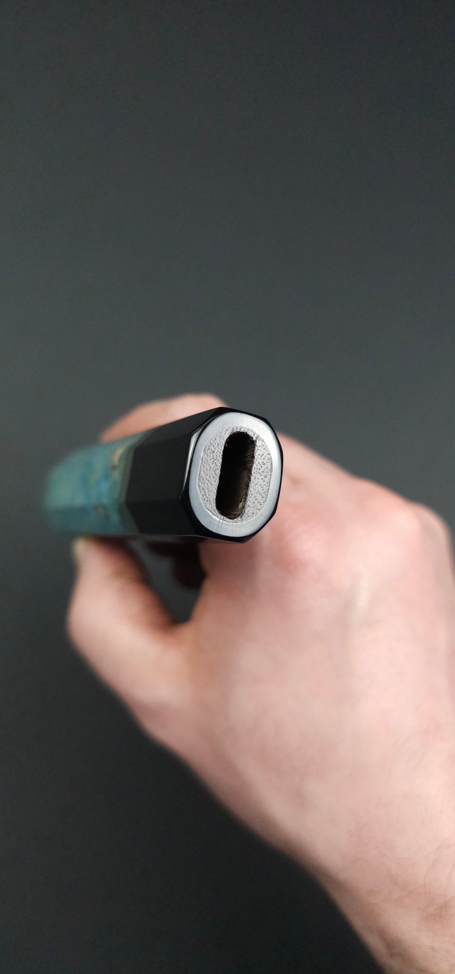 Stabilized Birch Burl with Dark Buffalo Horn Ferrule - Emerald Green (Addon)