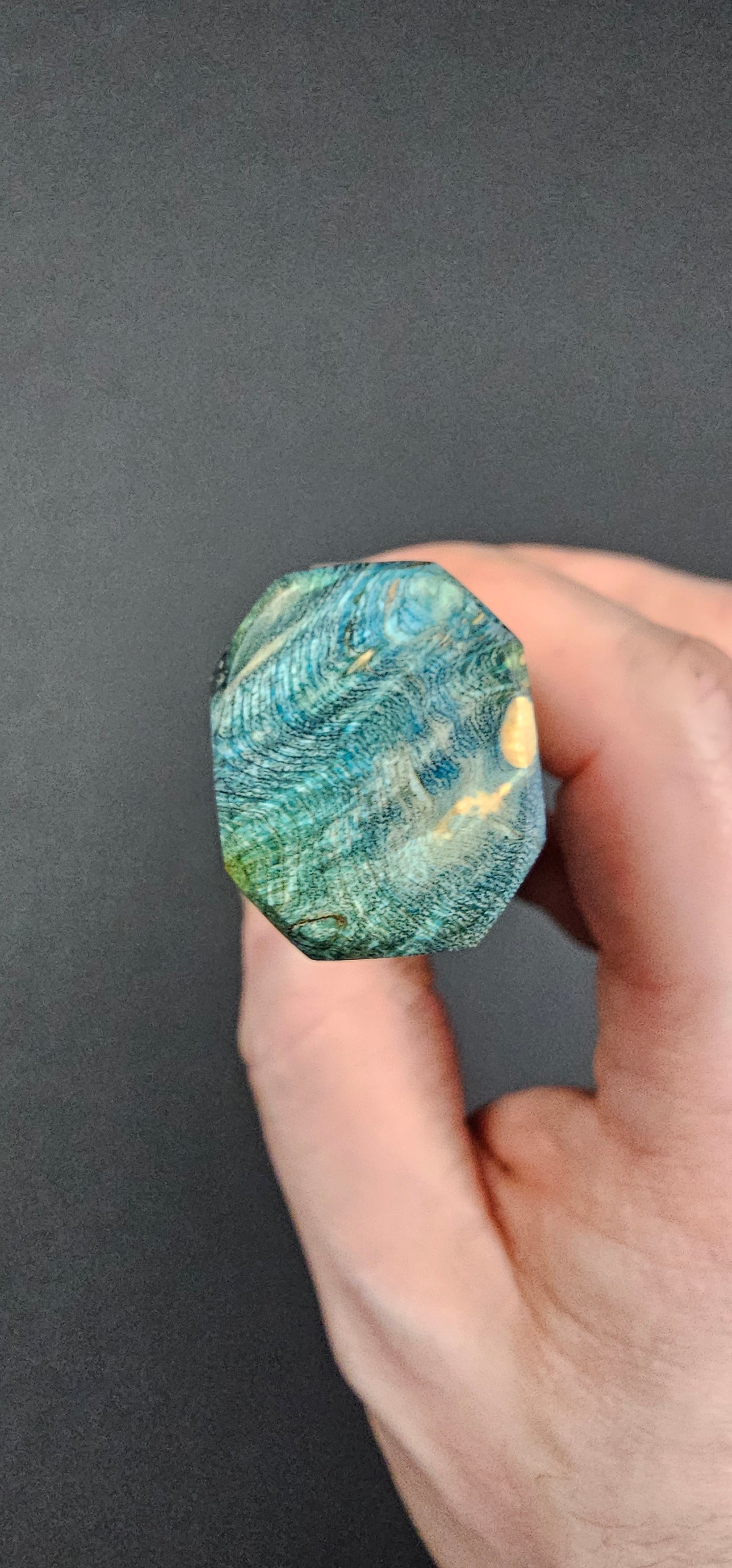 Stabilized Birch Burl with Dark Buffalo Horn Ferrule - Emerald Green (Addon)