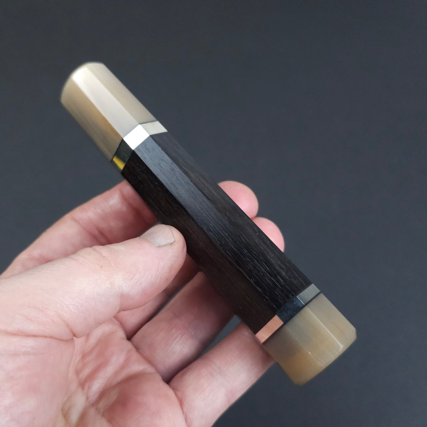 Black Ebony With Dual Blond Buffalo Horn Ferrule - 2 Metal Spacer (Addon)