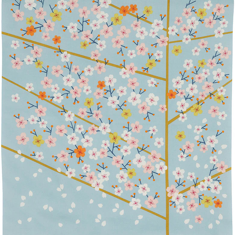 Furoshiki wrapping cloth-Hime Musubi Adeline Klam / Cherry Blossom Blue 500mmx500mm