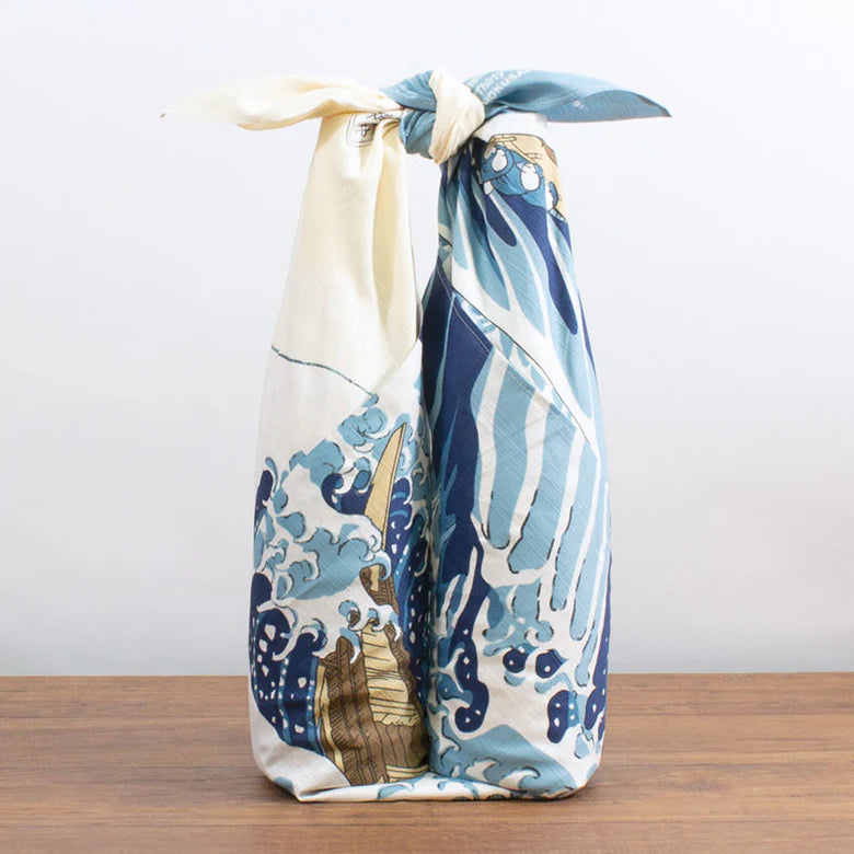 Furoshiki wrapping cloth-Ukiyoe Under The Wave Off Kanagawa Beige 1040mmx1040mm