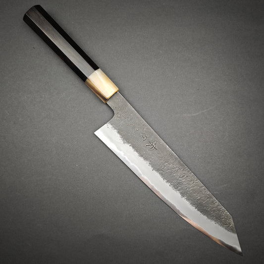 Mutsumi Hinoura White2 Kiritsuke Gyuto 210mm Nashiji Kuro -Stainless clad