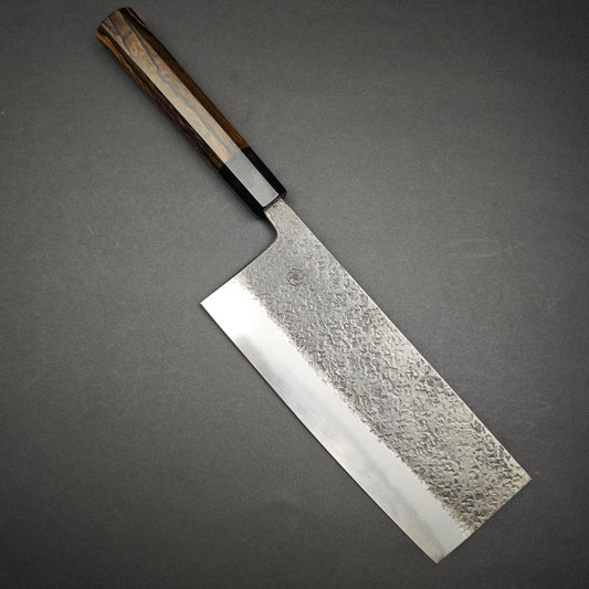 Miyazaki Kajiya Blue Super Tuchime Wide Bevel Nakiri 180mm