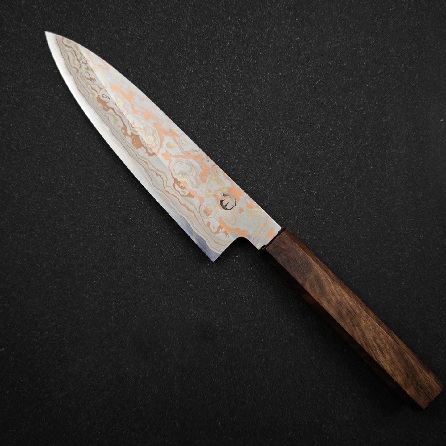 Mutsumi Hinoura V-toku Rainbow Damascus Petty 150mm