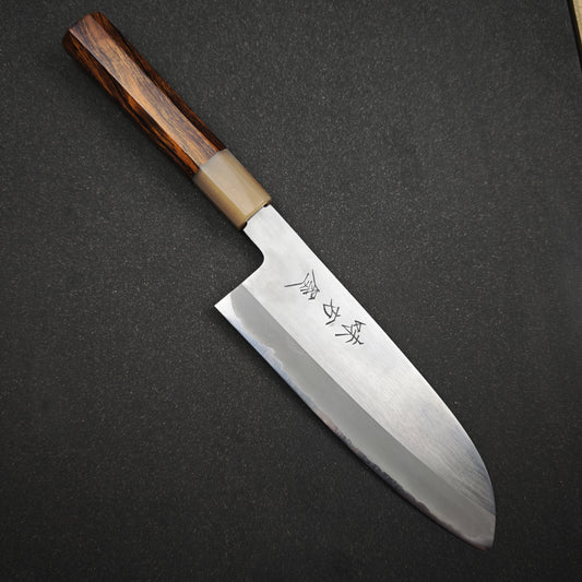 Mutsumi Hinoura White2 Polished Santoku 165mm-Stainless clad