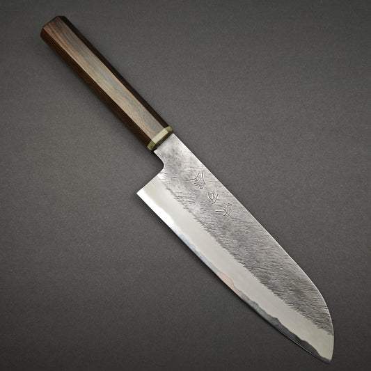 Mutsumi Hinoura White2 Pine Needle Santoku 180mm-Stainless clad