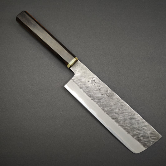 Mutsumi Hinoura White2 Pine Needle Nakiri 180mm-Stainless clad