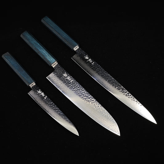 Knife Set 3 Touroku Sakai KAGAYAKI VG10 Damascus Tsuchime