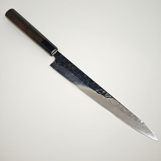 Shisei 440C Tsuchime Damascus Polished Sujihiki 240mm