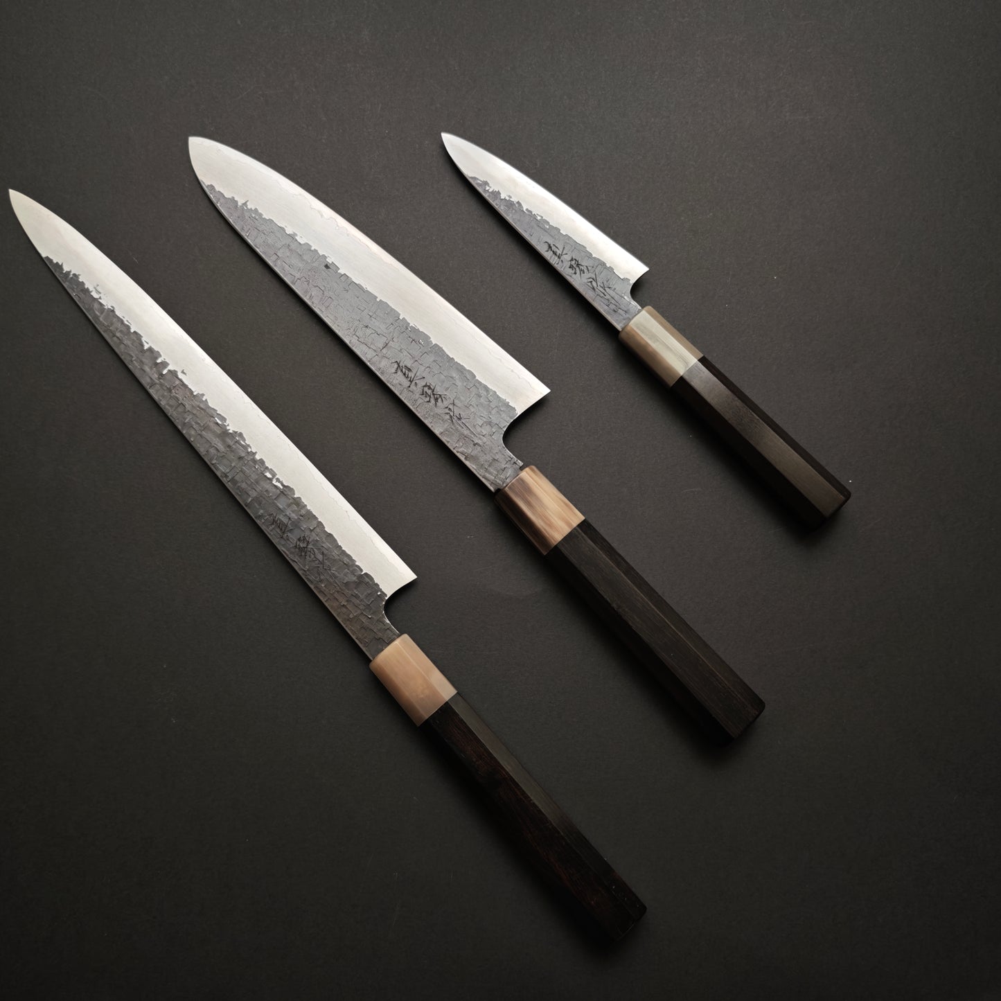 Knife Set 2 Tadokoro Hamono Ginsan(Silver3) Kurozome Tsuchime