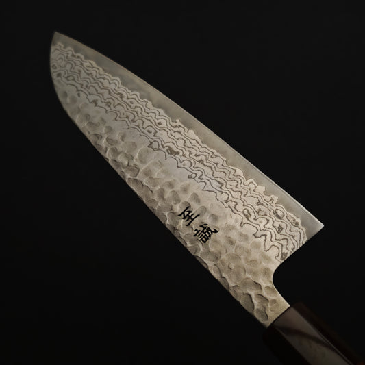 Shisei Ginsan Tsuchime Damascus Santoku 165mm
