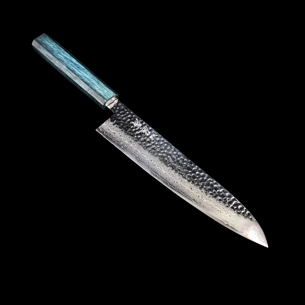 Touroku Sakai KAGAYAKI VG10 Damascus Tsuchime Gyuto 210mm
