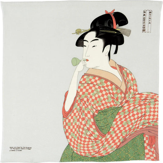 Furoshiki Wrapping Cloth- Ukiyoe a woman playing a popping light grey 680mmx680mm