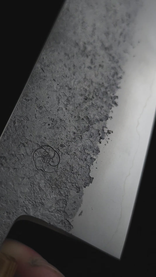 Miyazaki Kajiya Ginsan Bunka Knife Burnt Oak Lacquered Octagonal 190mm