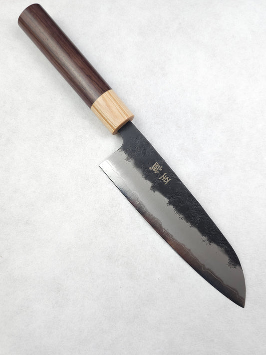 Shisei Aogami Super Kuro Nashiji Wa handle Santoku Knife 180mm