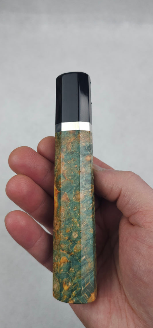 Stabilized Birch Burl with Buffalo Horn Ferrule - Yellow/Green