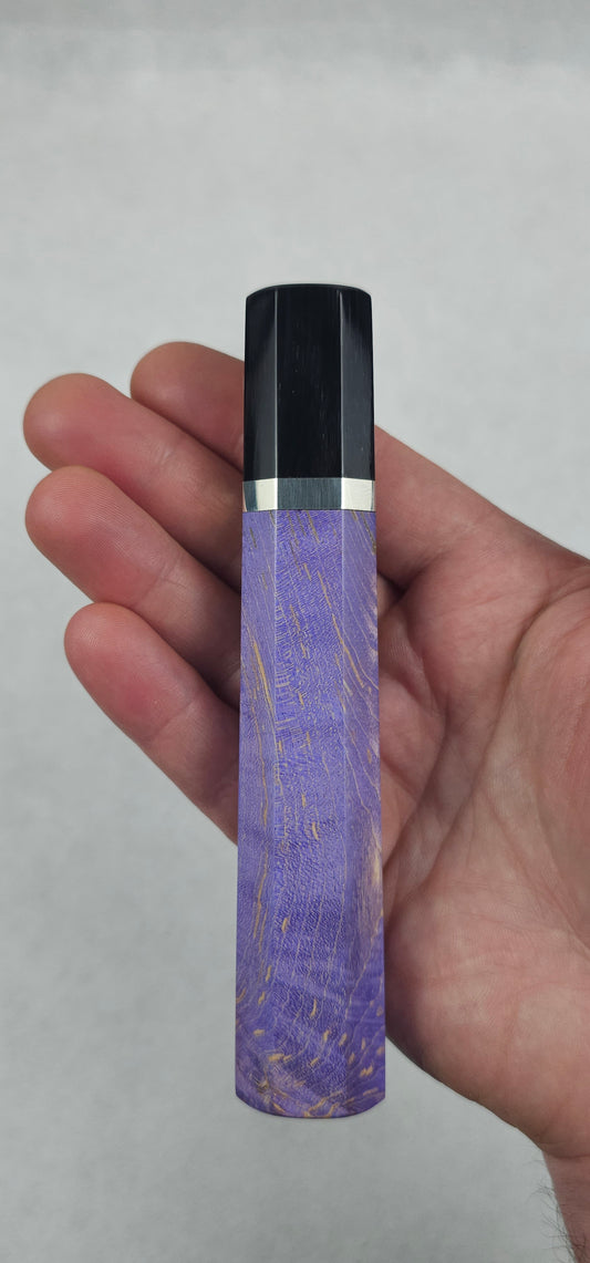 Stabilized Birch Burl with Buffalo Horn Ferrule-Purple