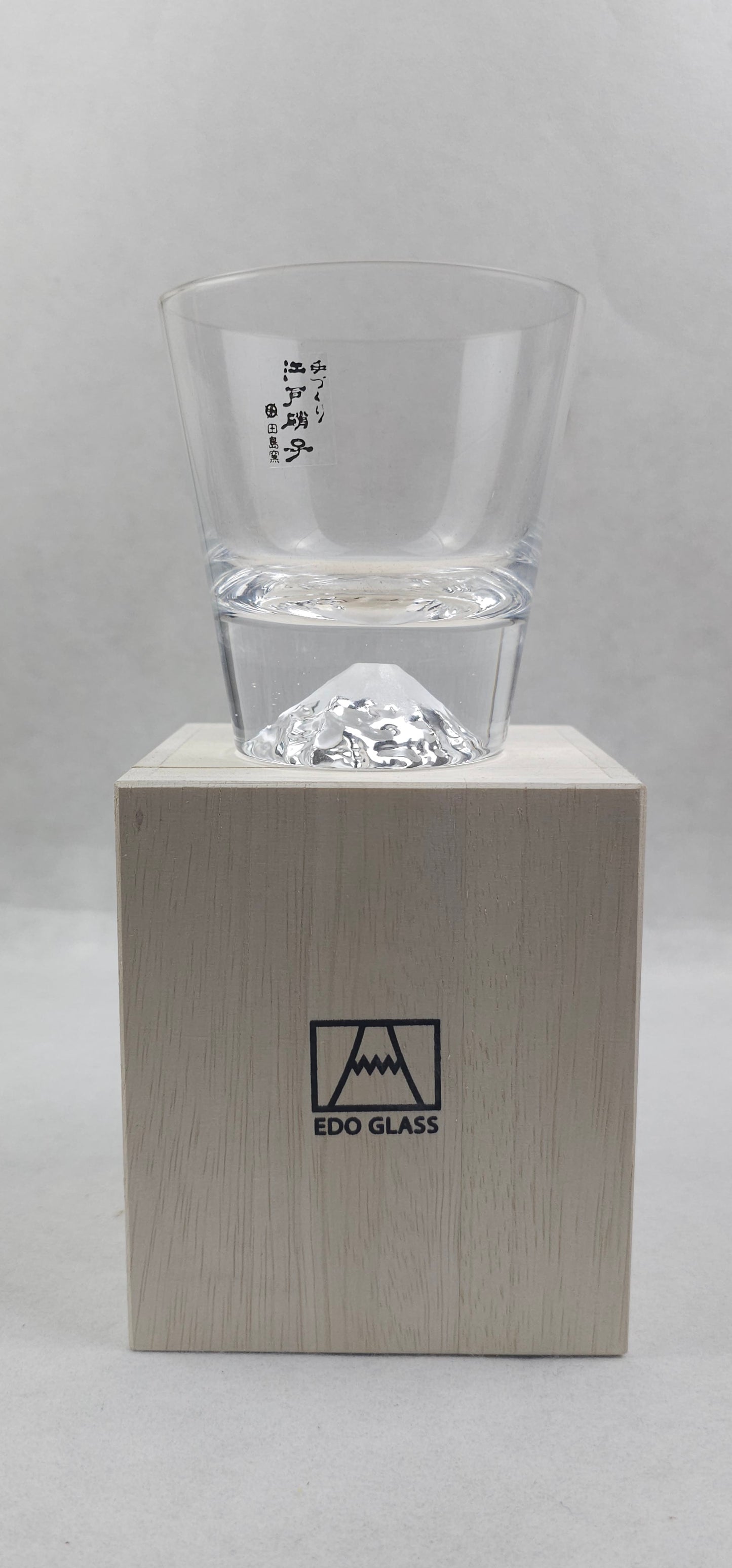 Edo Glass Fuji Rock Glass with Kiri Box