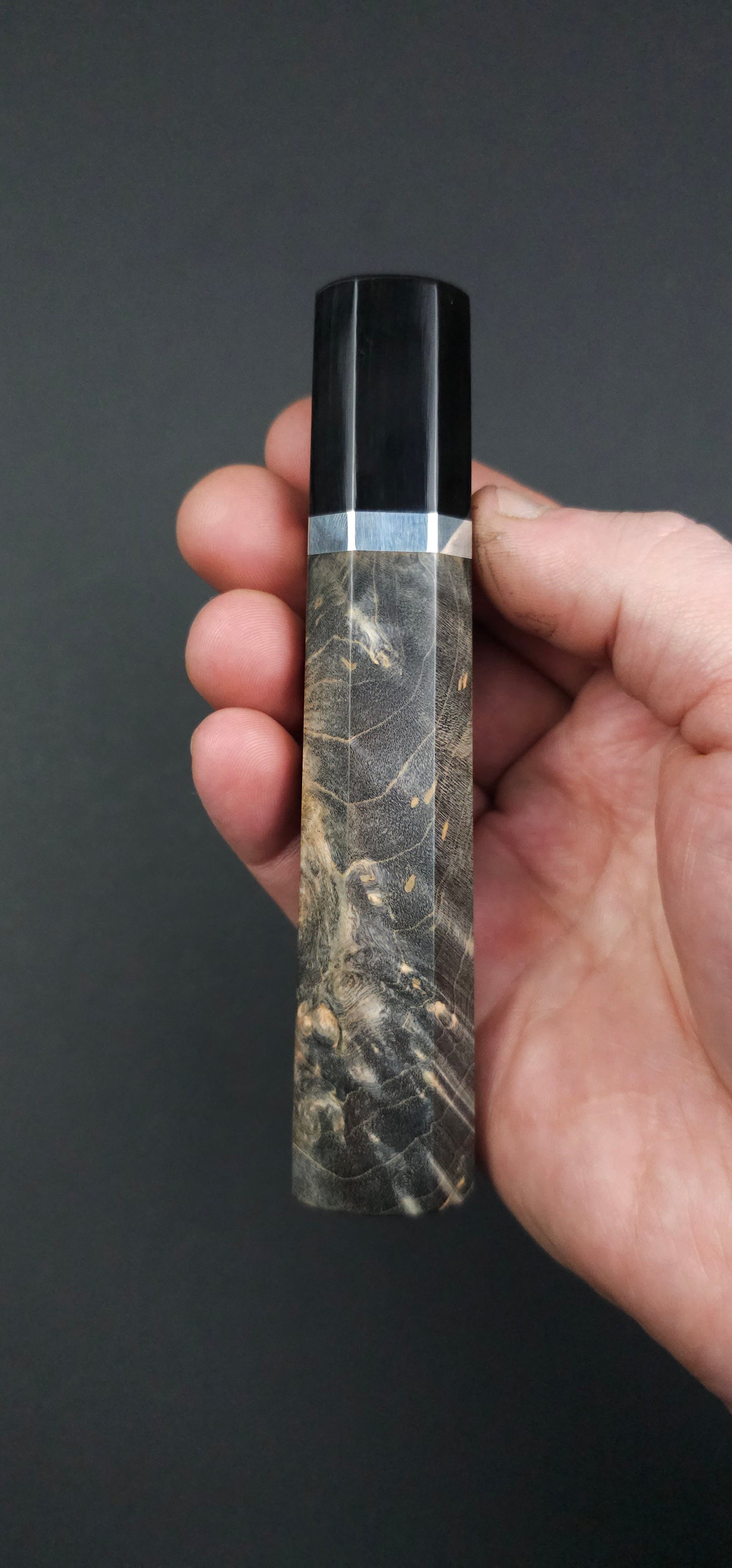 Stabilized Birch Burl with Buffalo Horn Ferrule - Grey