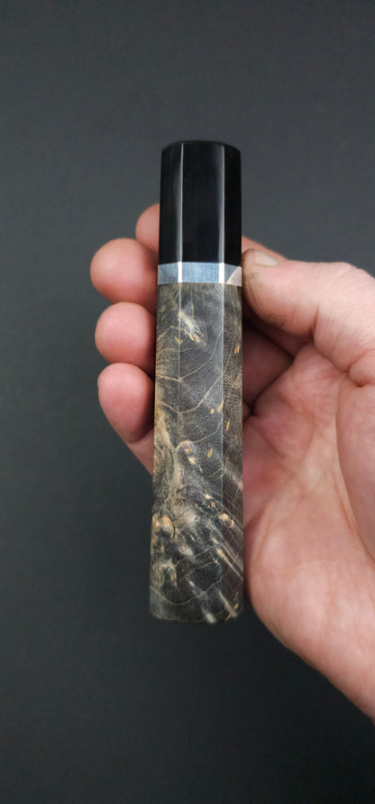 Stabilized Birch Burl with Buffalo Horn Ferrule-Gray