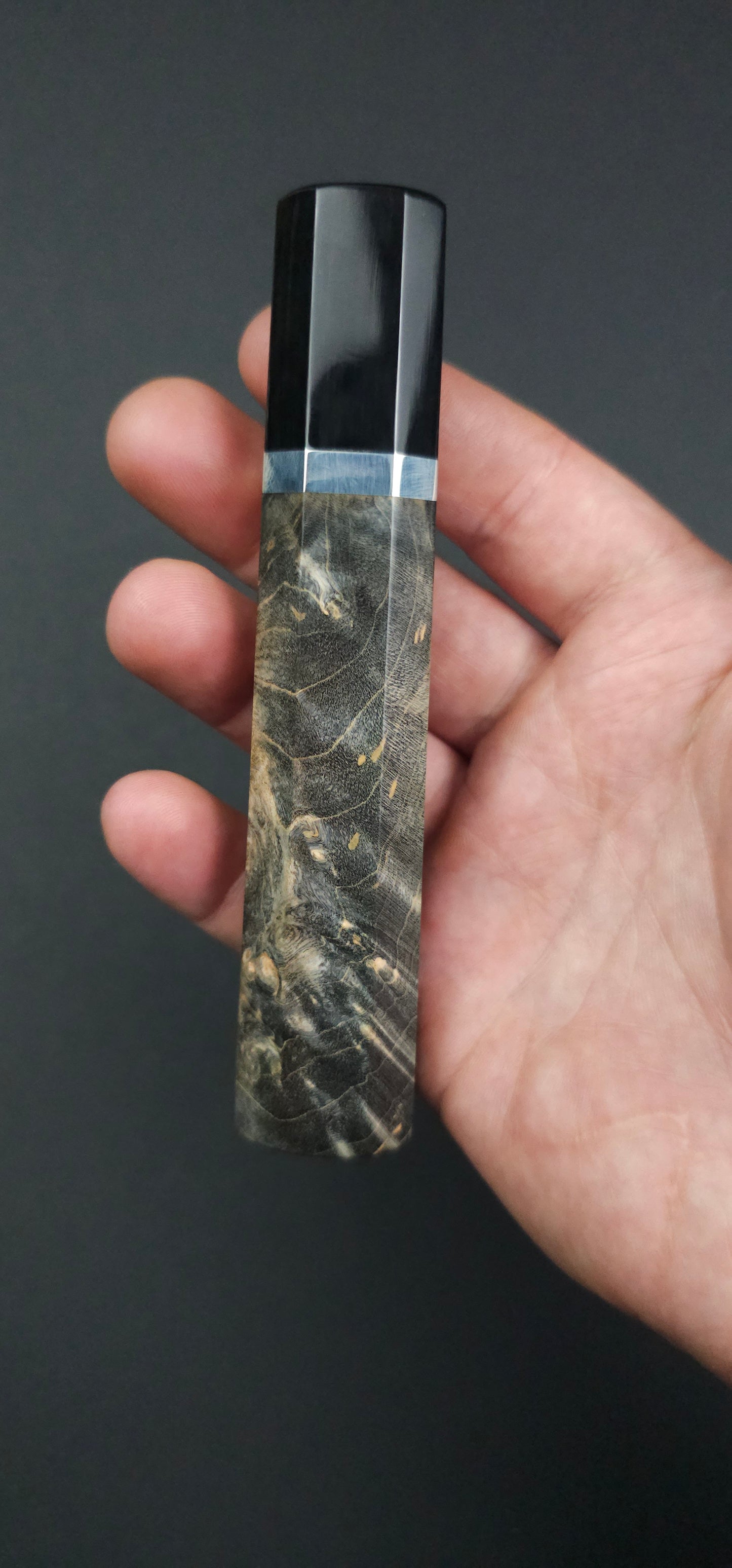 Stabilized Birch Burl with Buffalo Horn Ferrule-Gray