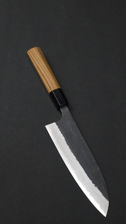 Nao Yamamoto Blue Super Kuro Tsuchime Damascus Santoku 165mm