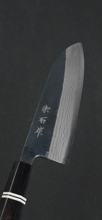 Muneishi Hamono Blue 2 Kuro Damascus Santoku Knife 165mm