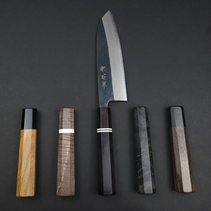 Muneishi Hamono Blue 2 Kuro Damascus Santoku Knife 165mm