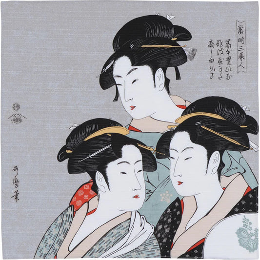 Furoshiki wrapping cloth-Three Beauties Of The Present Day Grey 480mmx480mm