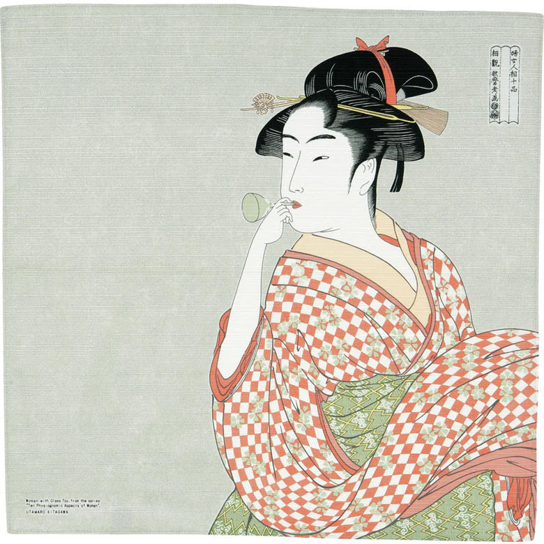 Furoshiki wrapping cloth-A woman playing a poppin grey 480mmx480mm