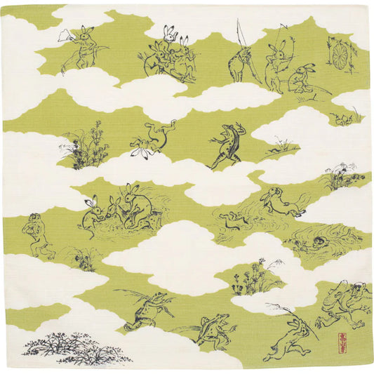 Furoshiki wrapping cloth-Choju jinbutsu giga | Composition By Shapes Of Clouds Green 480mmx480mm