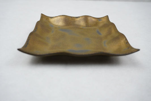 Gold-colored Square Plate Handmade By Kizuru Seito