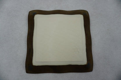 Gold-colored Square Plate Handmade By Kizuru Seito