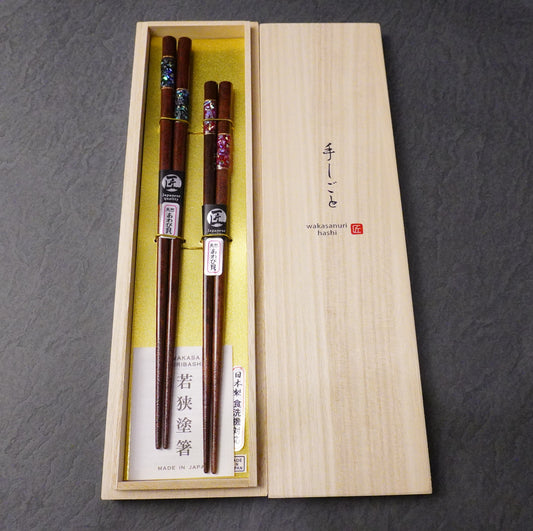 Wakasa Nuri Chopsticks Set (21cm&23cm) with a wooden box