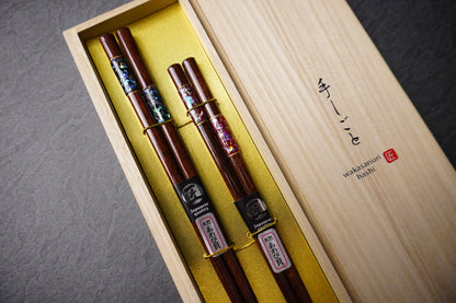 Wakasa Nuri Chopsticks Set (21cm&23cm) with a wooden box