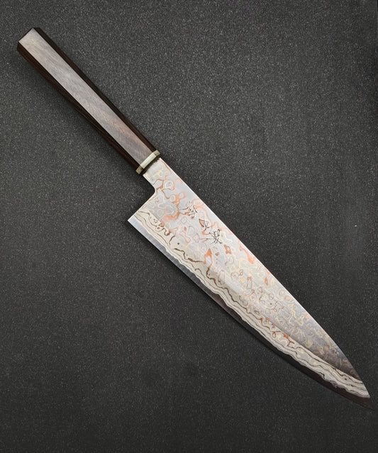 Mutsumi Hinoura V-toku Rainbow Damascus Gyuto 240mm