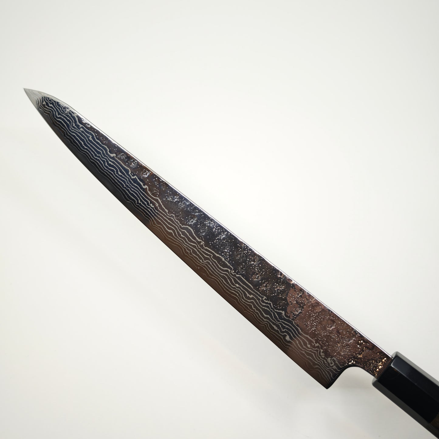 Shisei 440C Tsuchime Damascus Polished Sujihiki 240mm