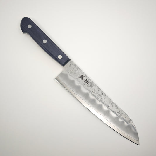 Shisei Ginsan(Silver3) Nashiji Santoku 180mm-Red/Purple handle