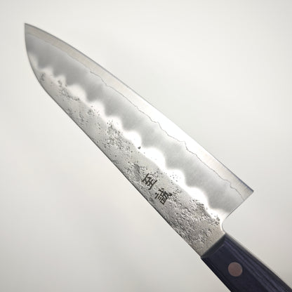 Shisei Ginsan(Silver3) Nashiji Santoku 180mm-Red/Purple handle