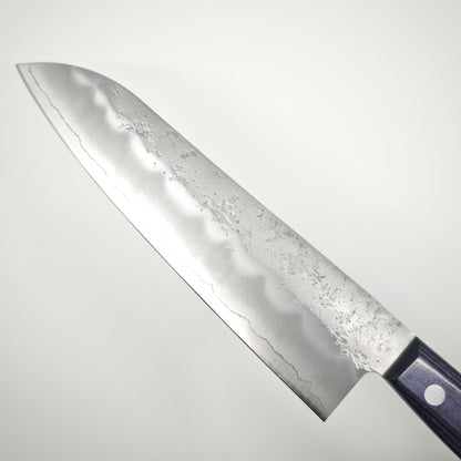 Shisei Ginsan(Silver3) Nashiji Santoku 180mm-Red/Purple handle