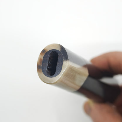 D-shape Black Ebony with Blond Buffalo Horn Ferrule