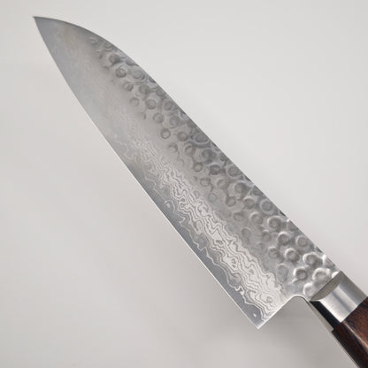 Touroku Sakai Ono VG10 17 Layer Damascus Santoku 180mm Brown Western Handle