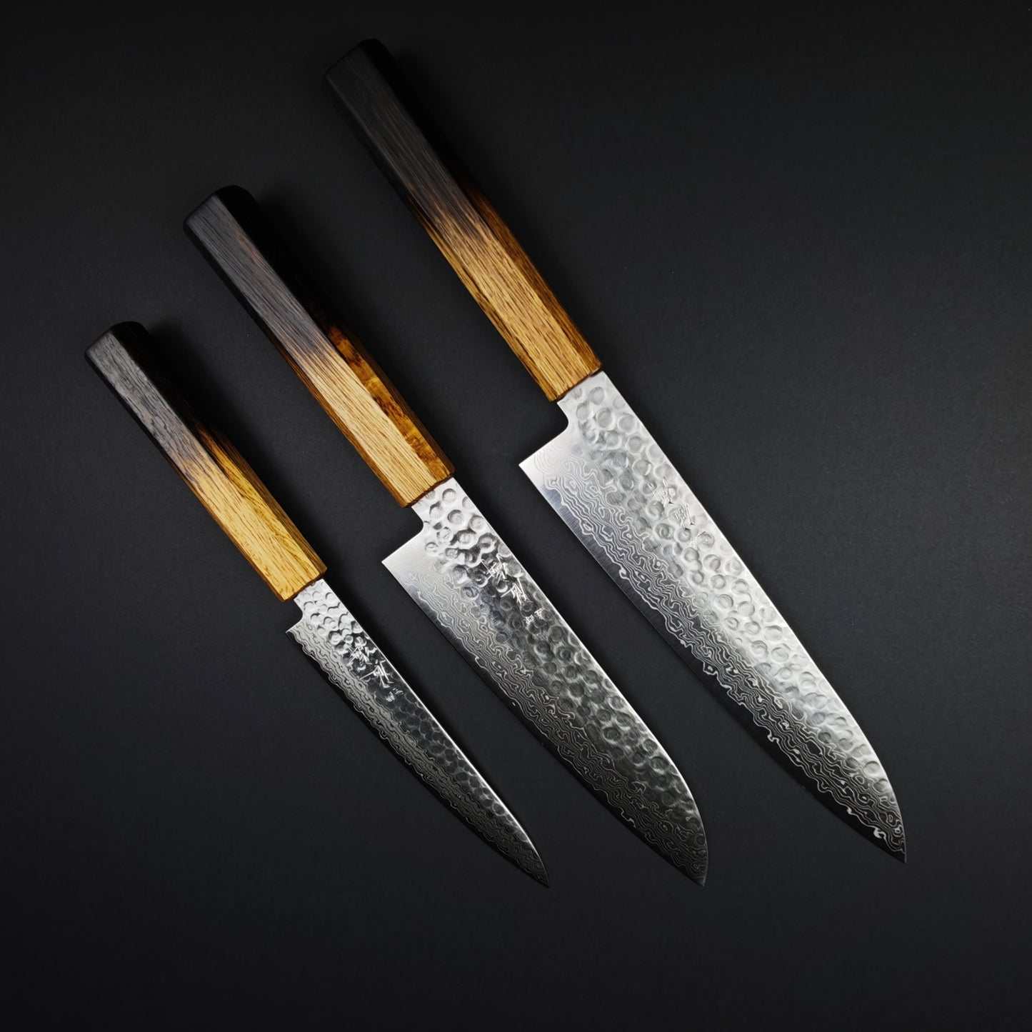 Knife Set 1 Touroku Sakai AUS10 Damascus Tsuchime