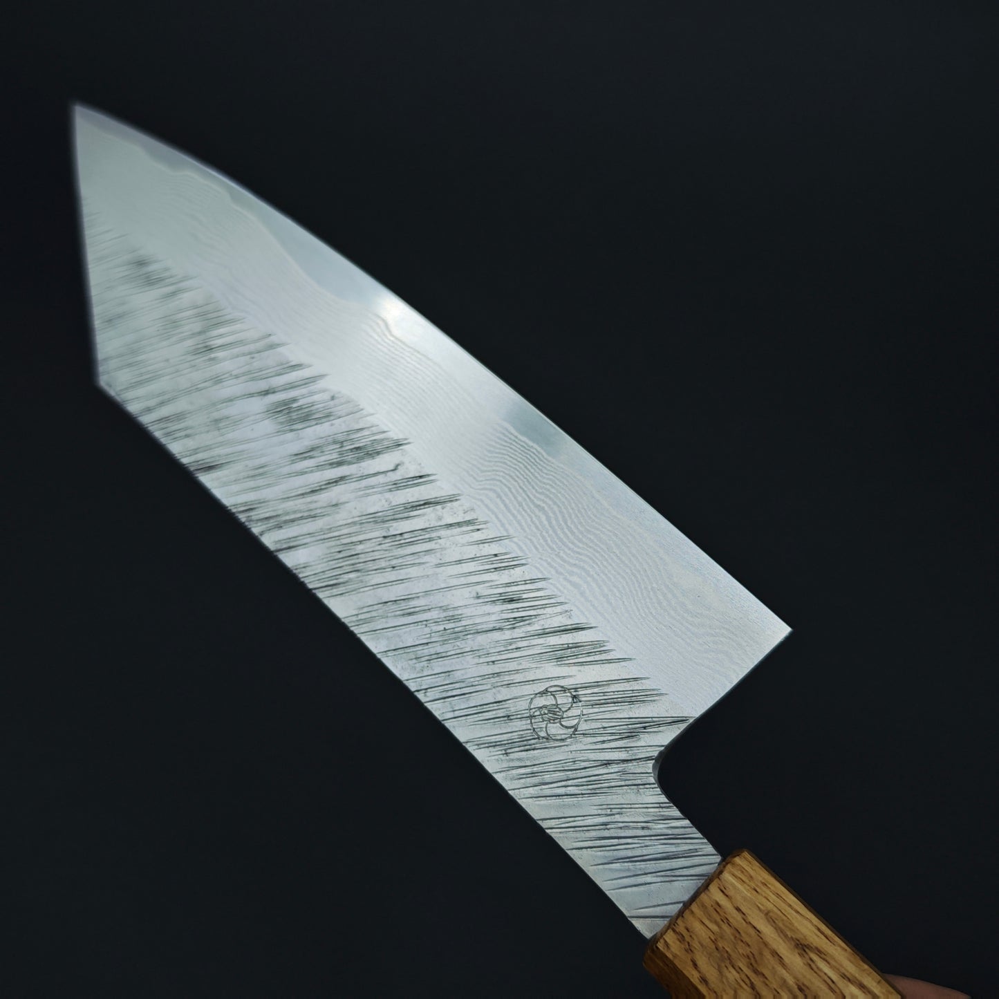 10 Miyazaki Kajiya ZA18 Damascus Tsuchime Bunka 185mm