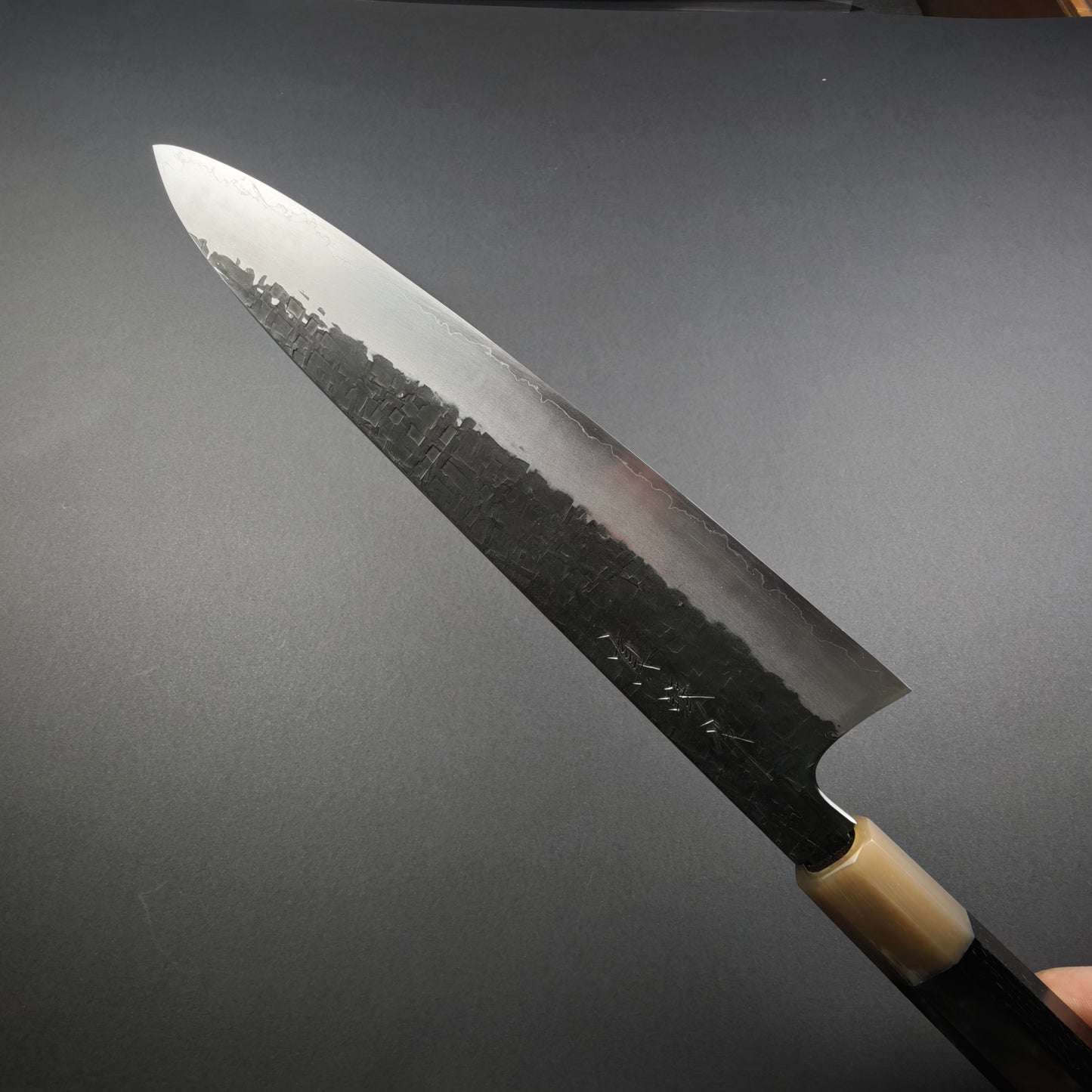 Tadokoro Hamono Ginsan(Silver3) Kurozome Tsuchime Gyuto 240mm