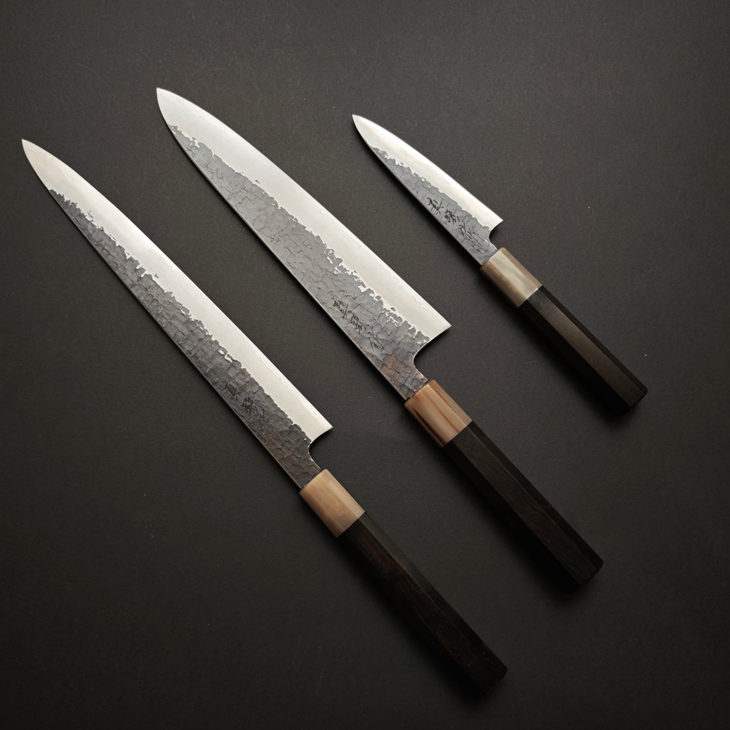 Knife Set 3 Tadokoro Hamono Ginsan(Silver3) Kurozome Tsuchime