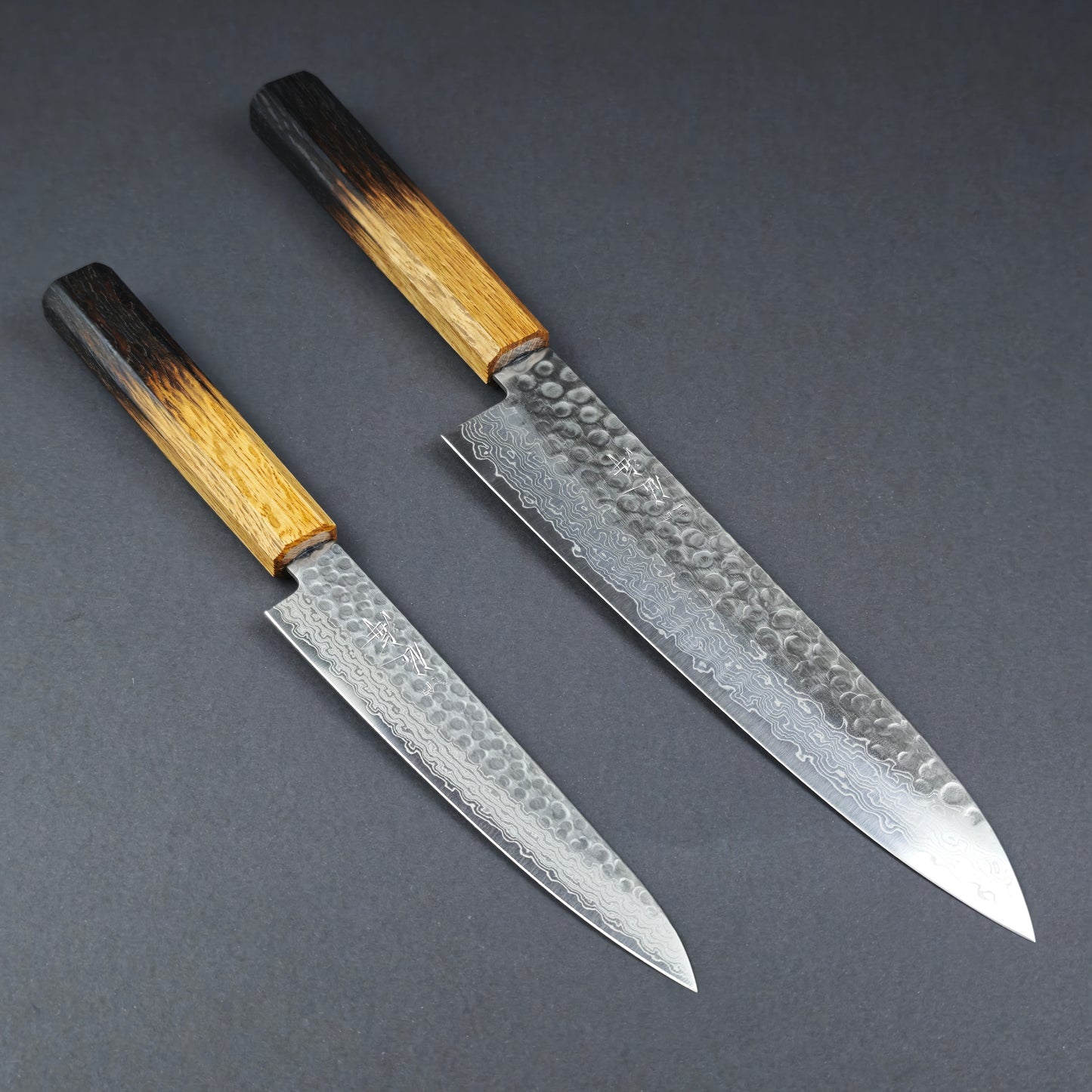 Knife Set 2 Touroku Sakai AUS10 Damascus Tsuchime