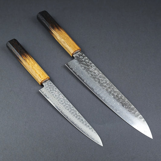 Knife Set 2 Touroku Sakai AUS10 Damascus Tsuchime