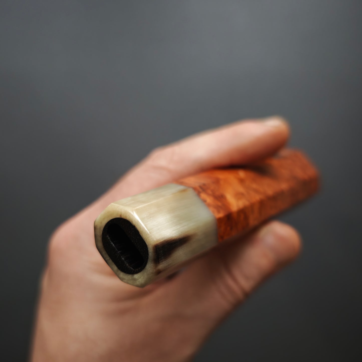 Amboyna burl with Blond Buffalo Horn Ferrule