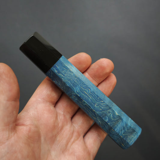 Blue Dyed Curly Maple with Dark Buffalo Horn Ferrule
